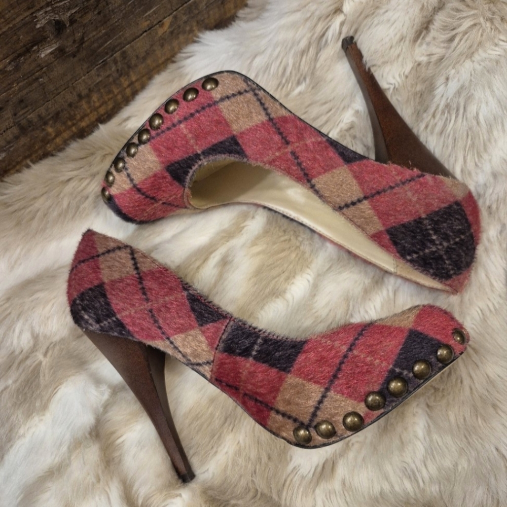 Baker's Pink & Navy Argyle Patchwork Pumps